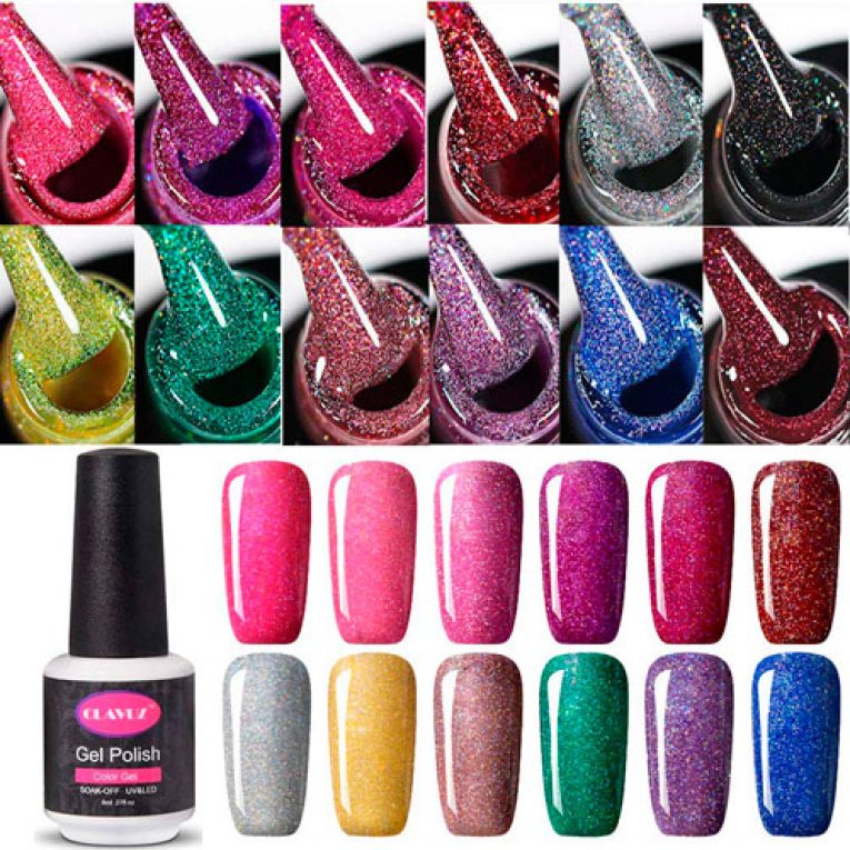 Esmalte de unas Clavuz Kit 12 colores brillantes