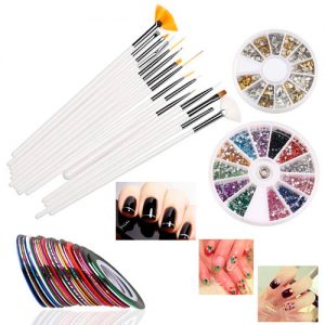 Pinceles de unas Ruimio Kit 15 piezas y adornos